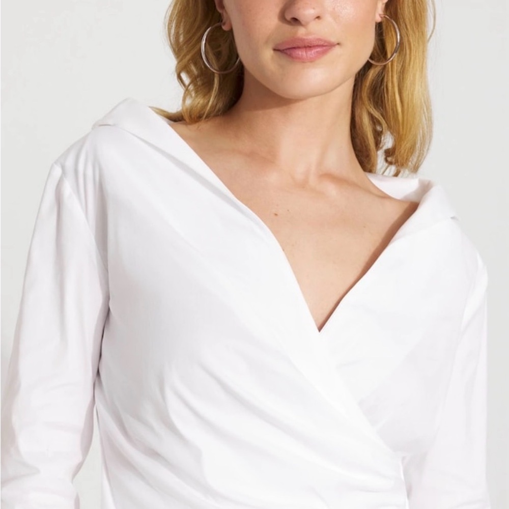NWT White Poplin Wrap Shirt From WHITEHOUSEBLACKMARKET - Picture 16 of 16